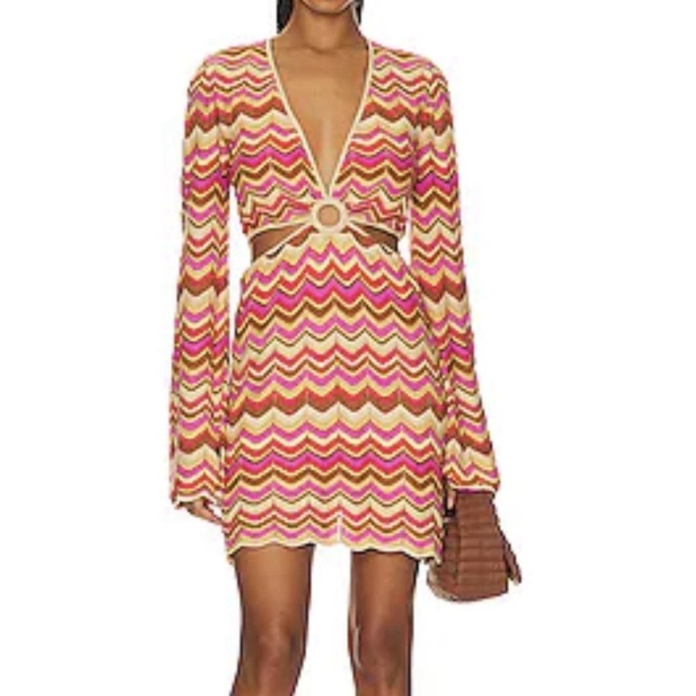 Show Me Your Mumu 'Carlo' Cut Out Horizon Stripe Knit Dress Size XL Retro NEW